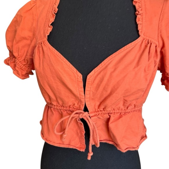 Free People Sweet Things Orange Tie Front Top Size XS - Picture 5 of 17